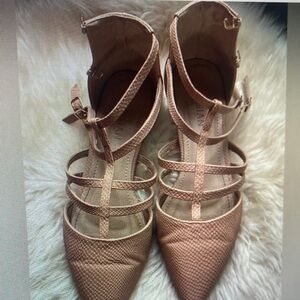 Parisian Works Tan Strappy Heels